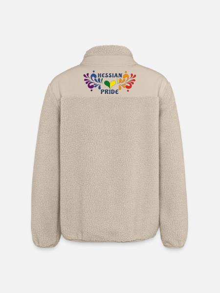 Hessian Pride Heart Blossom Pattern - Relaxed Fit Unisex Sherpa Jacket by Stanley/Stella - beige