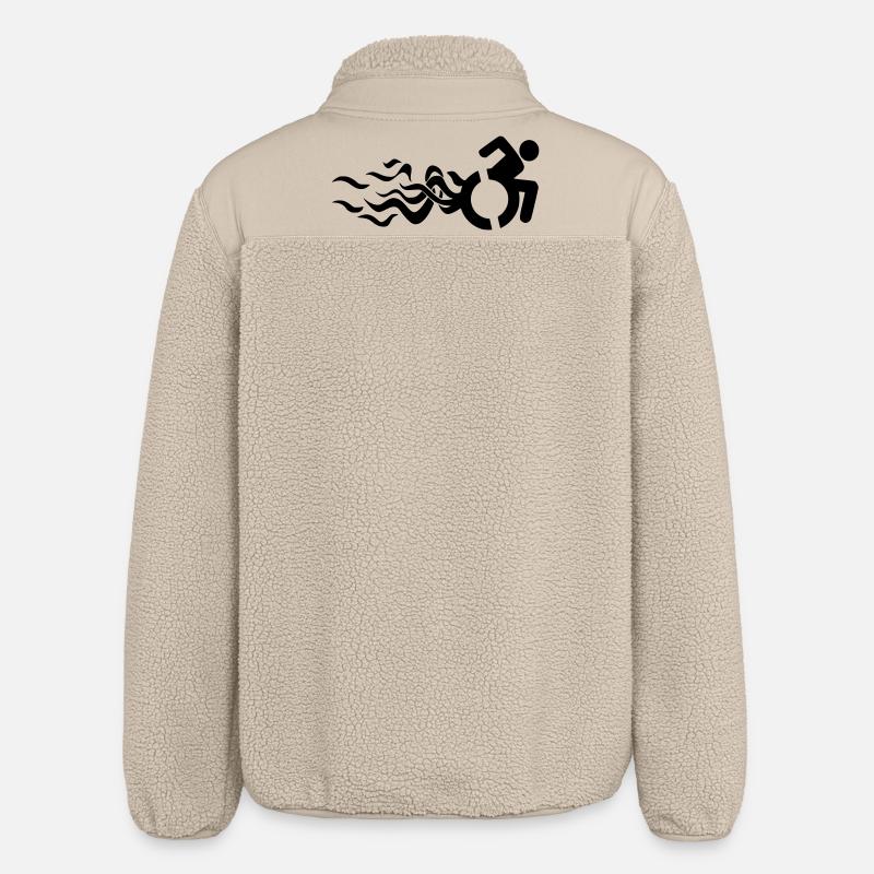 Symbole enflammé d’un fauteuil roulant * - Veste sherpa unisexe coupe décontractée Stanley/Stella - beige