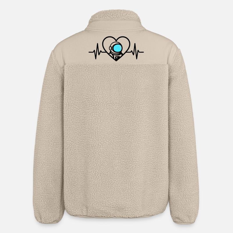 Astronaut Herz Raumfahrt Kosmos Helm - Relaxed Fit Unisex Sherpajacke von Stanley/Stella - Beige