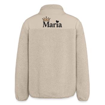 Mary First Name Crown Heart Gift Idea - Relaxed Fit Unisex Sherpa Jacket by Stanley/Stella - beige - Back