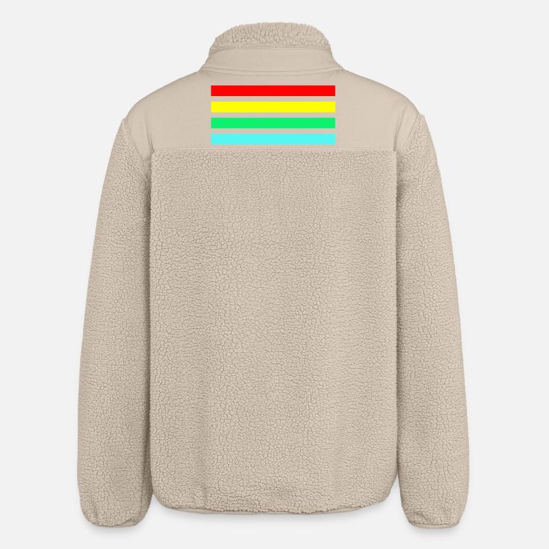 Retro neon arc stripe composition - Relaxed Fit Unisex Sherpa Jacket by Stanley/Stella - beige