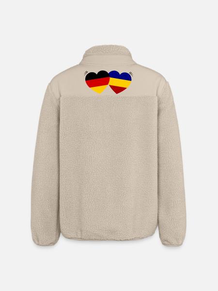 Flag Hearts Duo Romania Germany - Relaxed Fit Unisex Sherpa Jacket by Stanley/Stella - beige