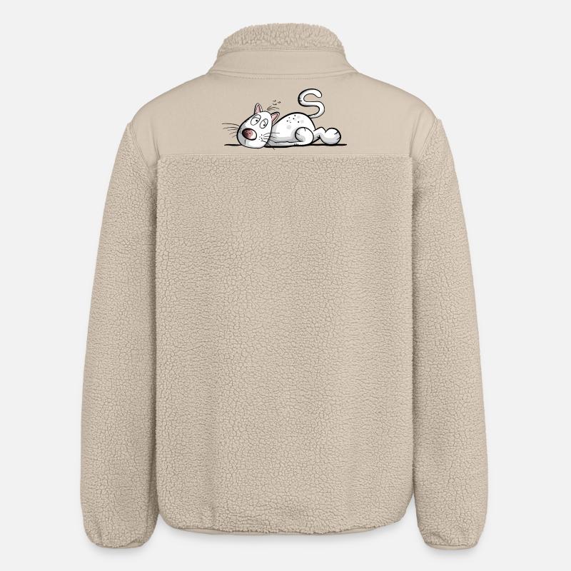 Chat fatigué I Chat Amis Cadeau - Veste sherpa unisexe coupe décontractée Stanley/Stella - beige