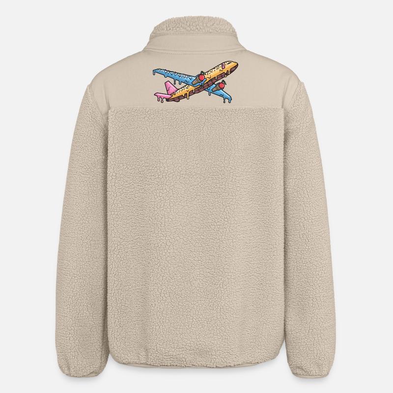 Flugzeug Flieger Eiscreme Kinder Jungen Pilot - Relaxed Fit Unisex Sherpa Jacket by Stanley/Stella - beige