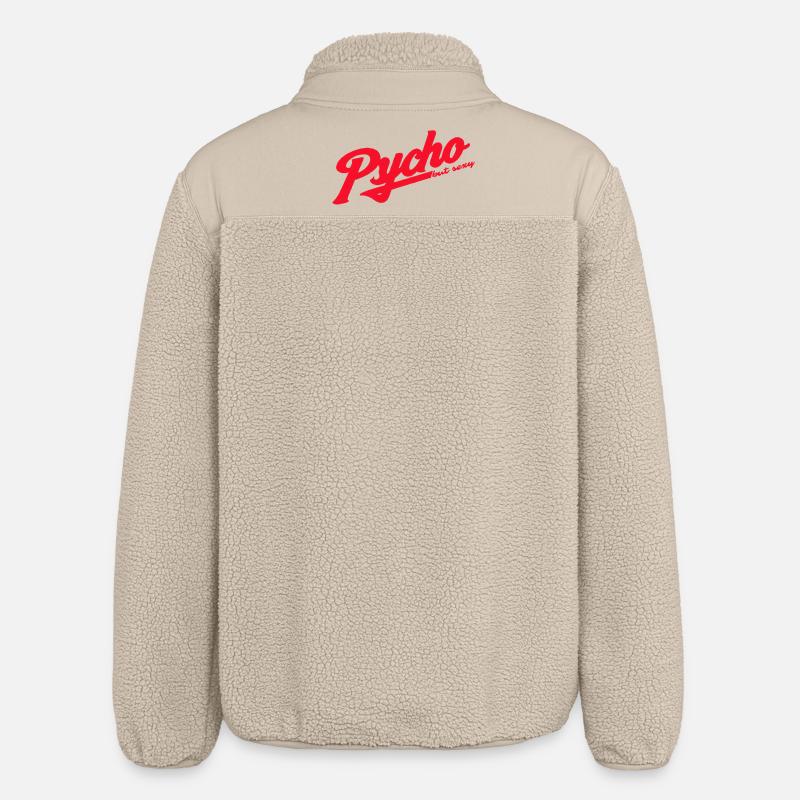 Psycho Retro Script Logo - Relaxed Fit Unisex Sherpa Jacket by Stanley/Stella - beige