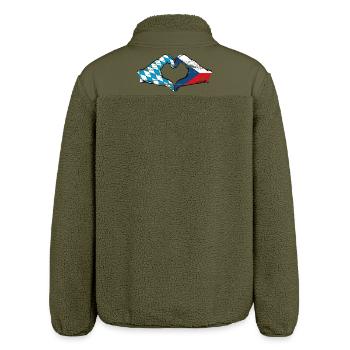 Bavière République Tchèque Drapeau Mains Coeur Utilisé - Veste sherpa unisexe coupe décontractée Stanley/Stella - kaki - Dos