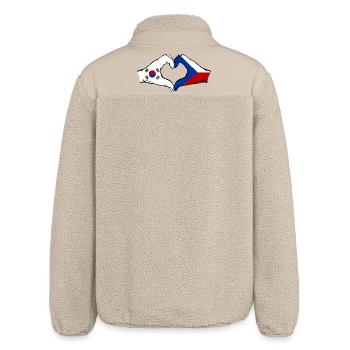 Corée du Sud République tchèque drapeau mains forme coeur - Veste sherpa unisexe coupe décontractée Stanley/Stella - beige - Dos