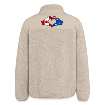 Canada Australia Flag Hands Heart Shape - Relaxed Fit Unisex Sherpa Jacket by Stanley/Stella - beige - Back
