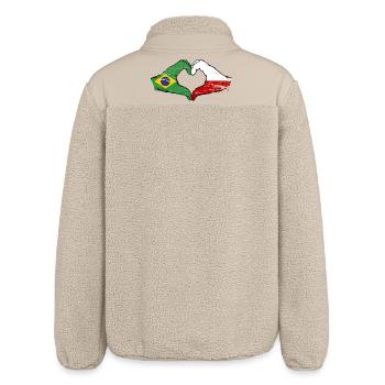 Brazil Poland Flag Hand Shape Heart Shape Used - Relaxed Fit Unisex Sherpa Jacket by Stanley/Stella - beige - Back