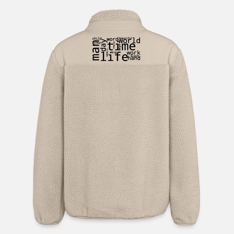 Stylized Frequent English Word Cloud - Relaxed Fit Unisex Sherpa Jacket by Stanley/Stella - beige