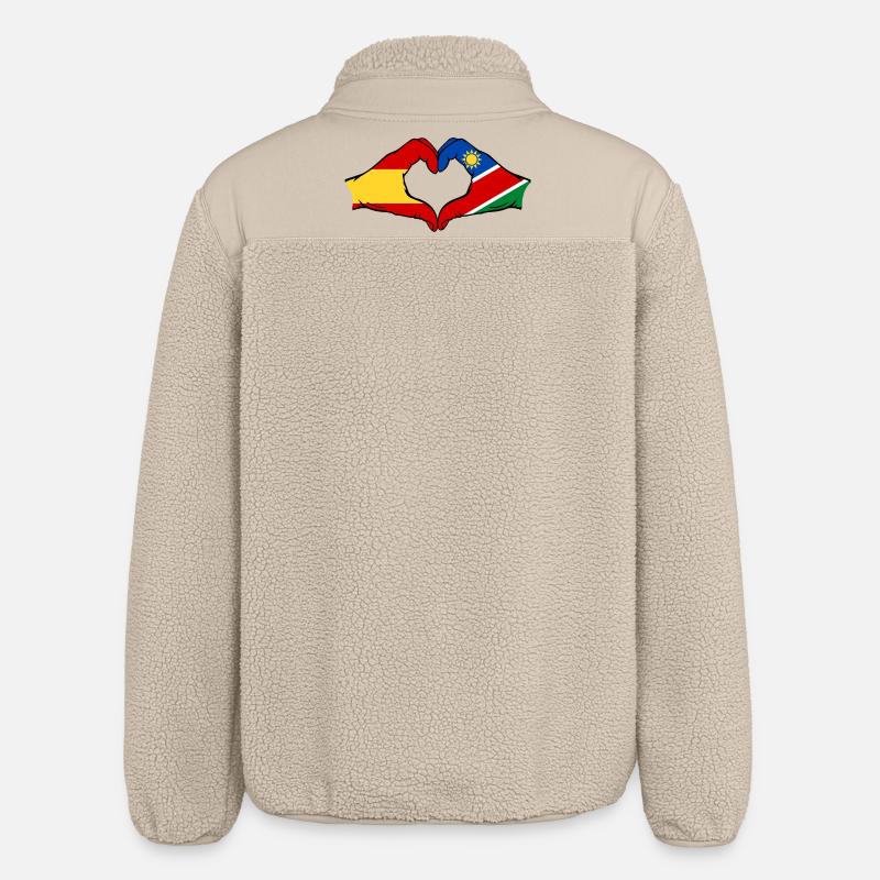 Spain Namibia Flag Hands Heart Shape - Relaxed Fit Unisex Sherpa Jacket by Stanley/Stella - beige