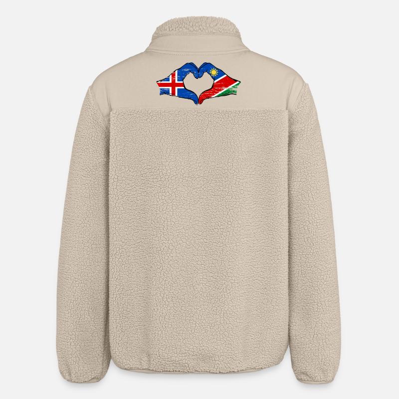 Island_Namibia_Flagge_Haende_Herzform_used - Veste sherpa unisexe coupe décontractée Stanley/Stella - beige