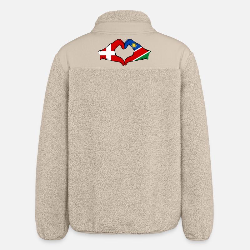 Denmark Namibia Flag Heart - Relaxed Fit Unisex Sherpa Jacket by Stanley/Stella - beige