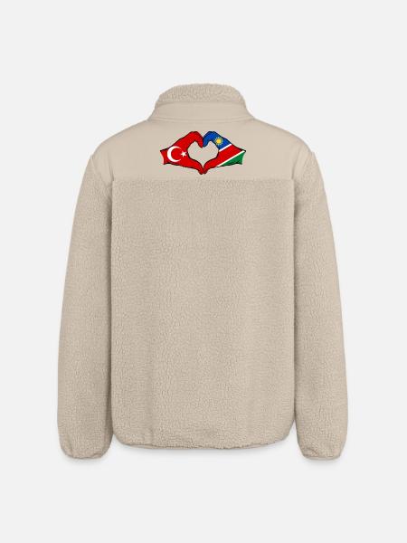 Türkiye Namibia flag hands heart shape - Relaxed Fit Unisex Sherpa Jacket by Stanley/Stella - beige