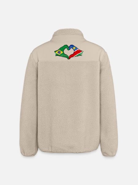 Brazil Namibia Flag Hands Heart Shape - Relaxed Fit Unisex Sherpa Jacket by Stanley/Stella - beige