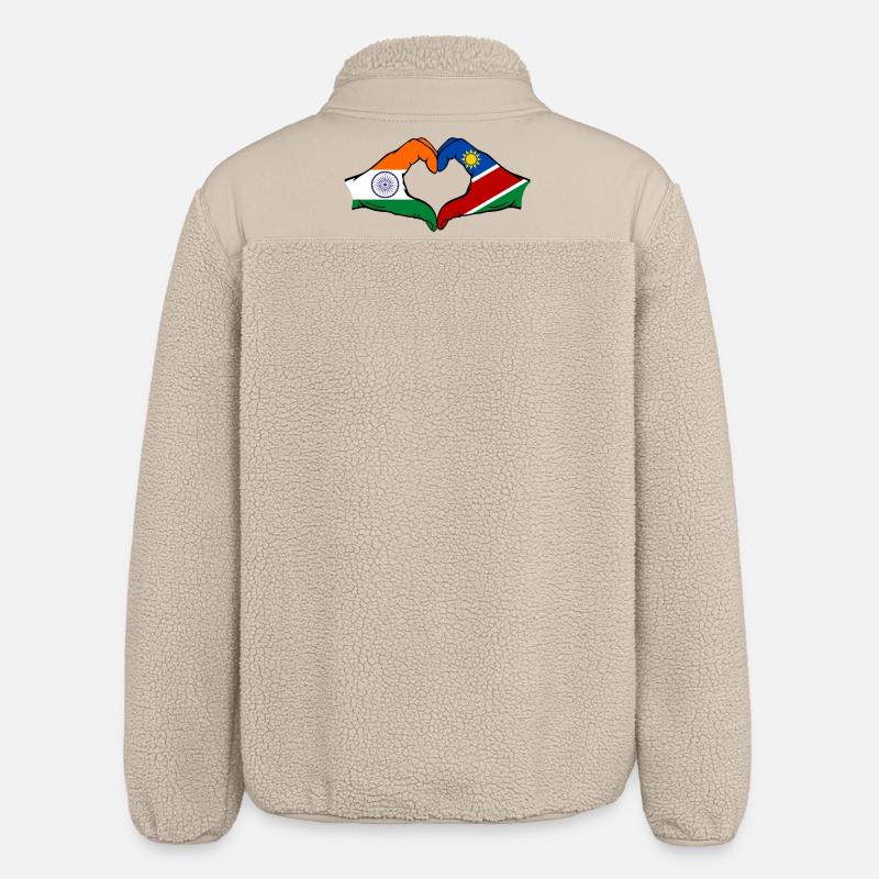 India Namibia Flag Hands Heart Shape - Relaxed Fit Unisex Sherpa Jacket by Stanley/Stella - beige