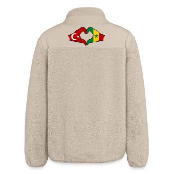 Turkey Senegal Flag Hands Heart Shape - Relaxed Fit Unisex Sherpa Jacket by Stanley/Stella - beige - Back