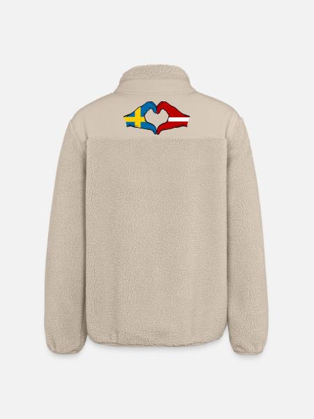 Sweden Latvia Flag Heart - Relaxed Fit Unisex Sherpa Jacket by Stanley/Stella - beige