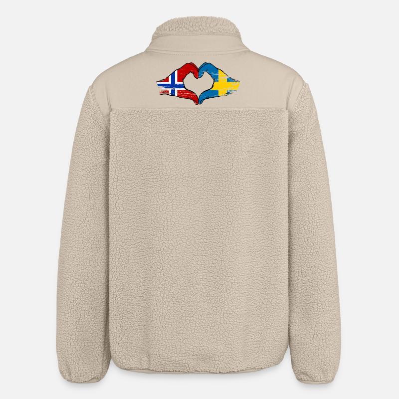 Mains du drapeau Norvégien Suède - Veste sherpa unisexe coupe décontractée Stanley/Stella - beige