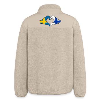 Schweden Finnland Flagge Herz Hände - Relaxed Fit Unisex Sherpajacke von Stanley/Stella - Beige - Hinten