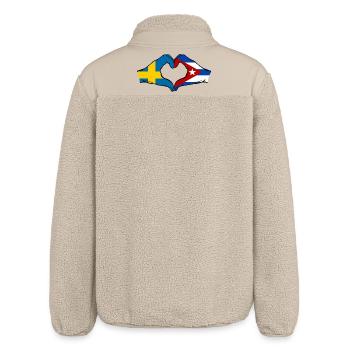 Schweden Kuba Flagge Herz Hände - Relaxed Fit Unisex Sherpajacke von Stanley/Stella - Beige - Hinten