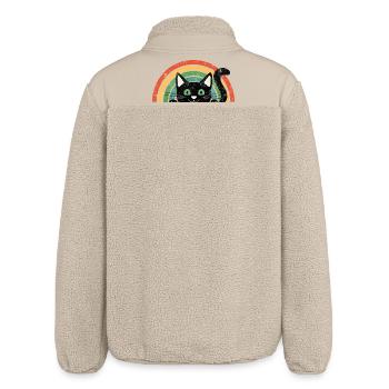 Schwarze Katze im Regenbogen Retro Rainbow Cats - Relaxed Fit Unisex Sherpajacke von Stanley/Stella - Beige - Hinten