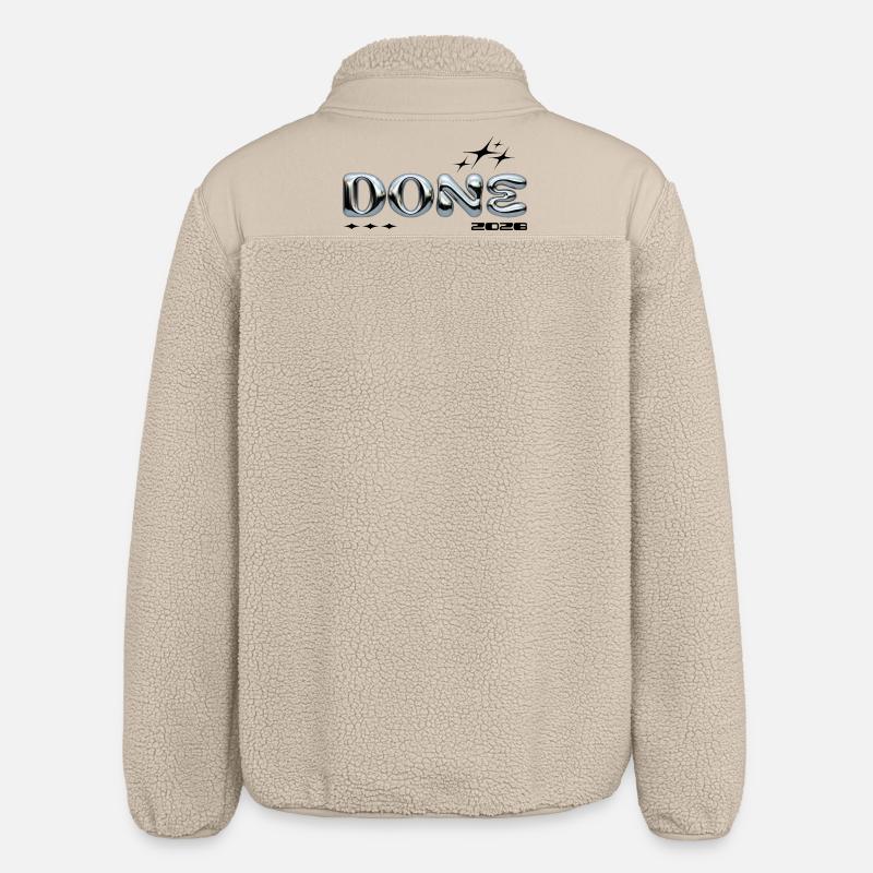 Chrome bubble letters DONE - Relaxed Fit Unisex Sherpa Jacket by Stanley/Stella - beige