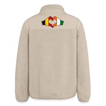 Belgien Elfenbeinküste Flagge Hände Herzform - Relaxed Fit Unisex Sherpajacke von Stanley/Stella - Beige - Hinten