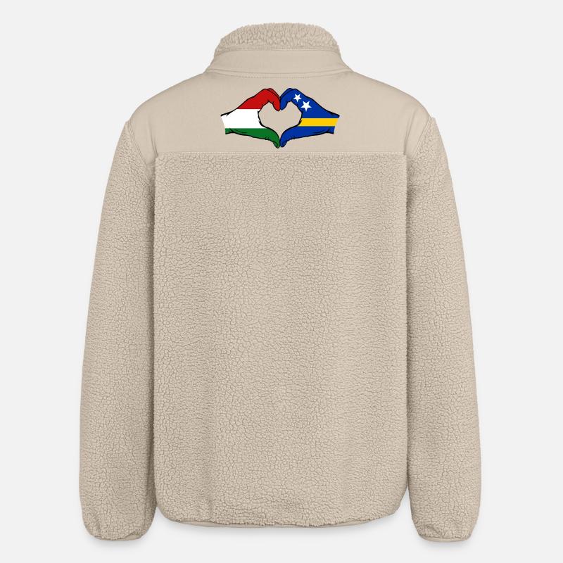 Ungarn_Curaçao_Flagge_Haende_Herzform - Veste sherpa unisexe coupe décontractée Stanley/Stella - beige