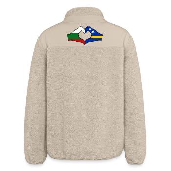 Bulgaria Curaçao Flag Hands Heart Shape - Relaxed Fit Unisex Sherpa Jacket by Stanley/Stella - beige - Back