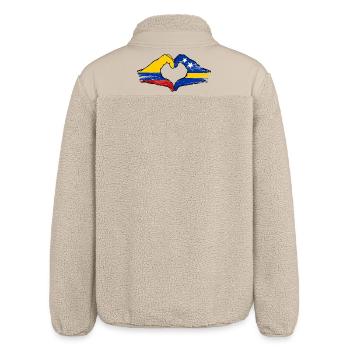 Kolumbien Curacao Flagge Hände Herzform used - Relaxed Fit Unisex Sherpajacke von Stanley/Stella - Beige - Hinten