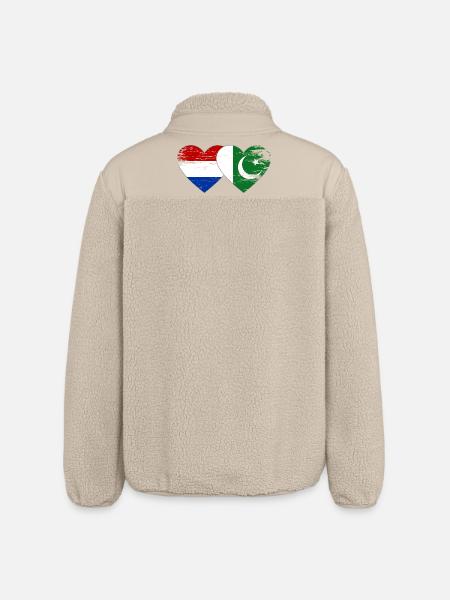 Holland Pakistan Flagge Herz - Relaxed Fit Unisex Sherpajacke von Stanley/Stella - Beige