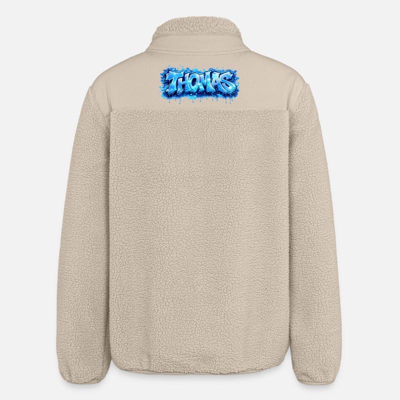 Graffiti Thomas Name Gift Ideal Printable - Relaxed Fit Unisex Sherpa Jacket by Stanley/Stella - beige