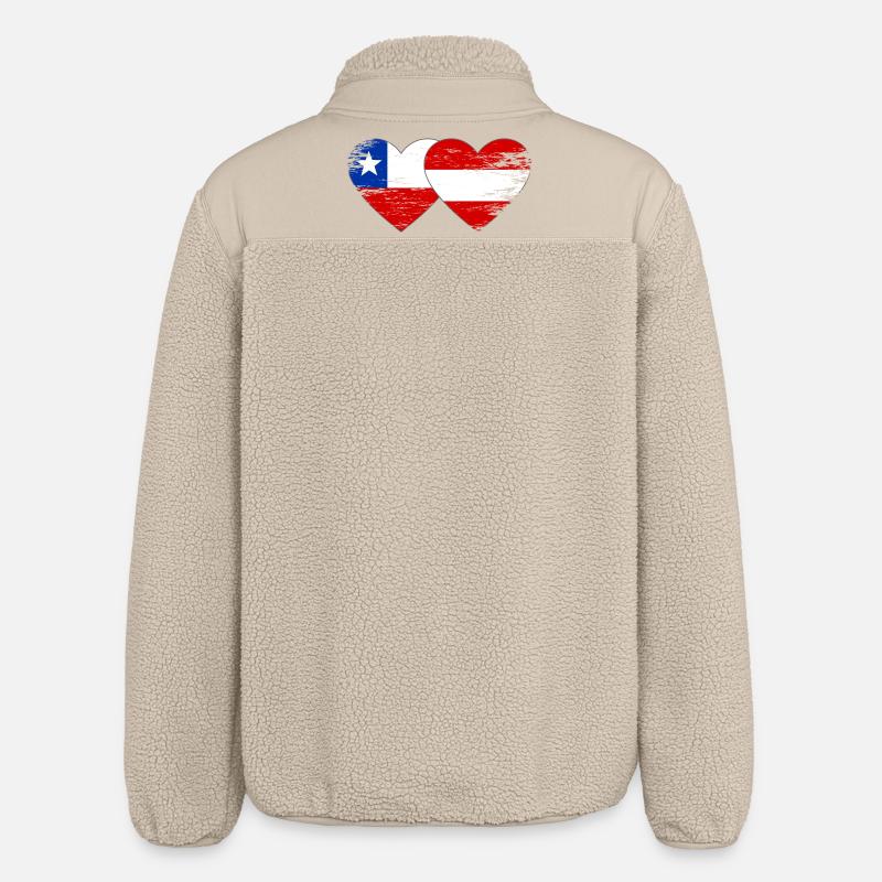 Cœur du drapeau Chili Autrichien - Veste sherpa unisexe coupe décontractée Stanley/Stella - beige