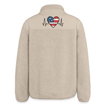 USA Heartbeat Line Amerikanische Flagge Love Design - Relaxed Fit Unisex Sherpajacke von Stanley/Stella - Beige - Hinten
