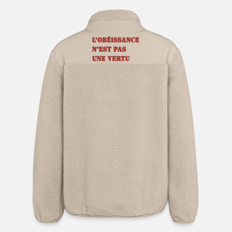 OBEDIENCE IS NOT A VIRTUE - Relaxed Fit Unisex Sherpa Jacket by Stanley/Stella - beige