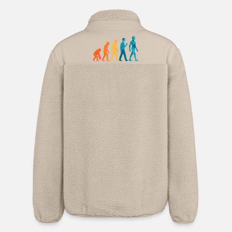 Evolution zum Roboter Outline - Relaxed Fit Unisex Sherpajacke von Stanley/Stella - Beige