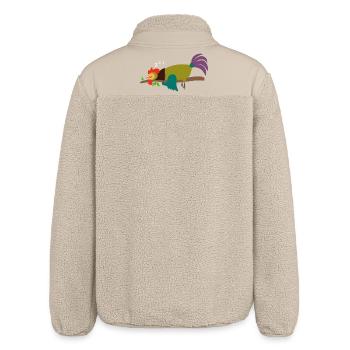 Schlafender Hahn Gockel Huhn Design Geschenk - Relaxed Fit Unisex Sherpajacke von Stanley/Stella - Beige - Hinten