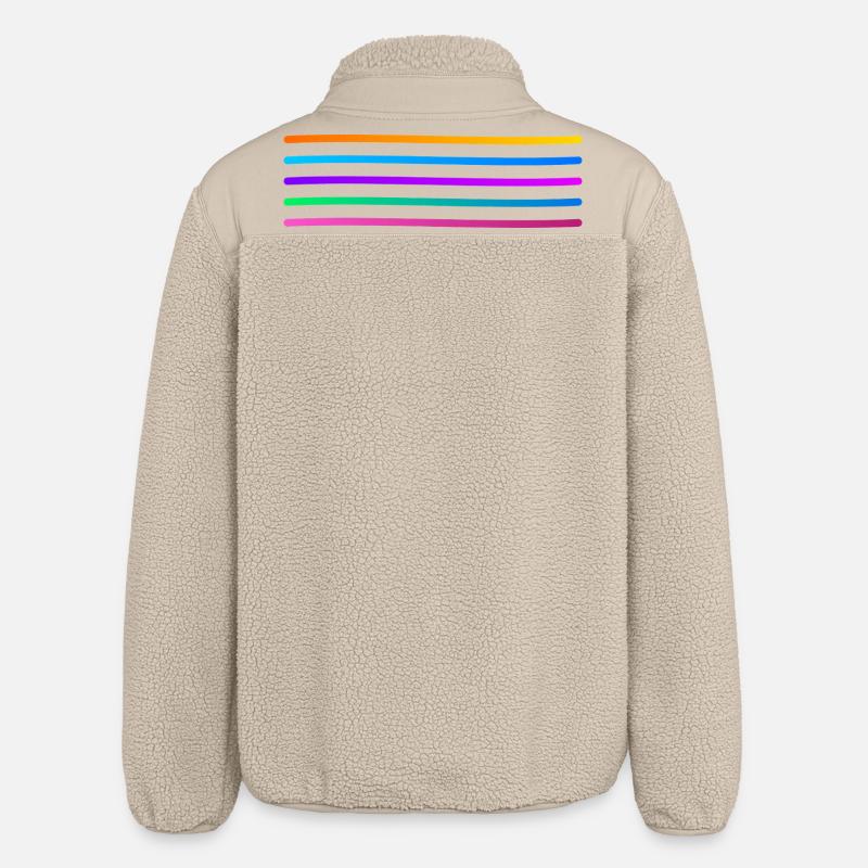 Rainbow Stripe Pattern - Relaxed Fit Unisex Sherpa Jacket by Stanley/Stella - beige