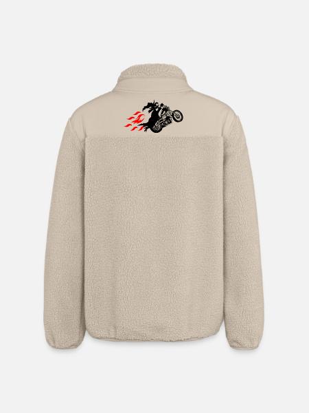 Noita helikopterilla ja moottoripyörän liekit - Unisex rento leikkaus -sherpatakki Stanley/Stellalta - beige