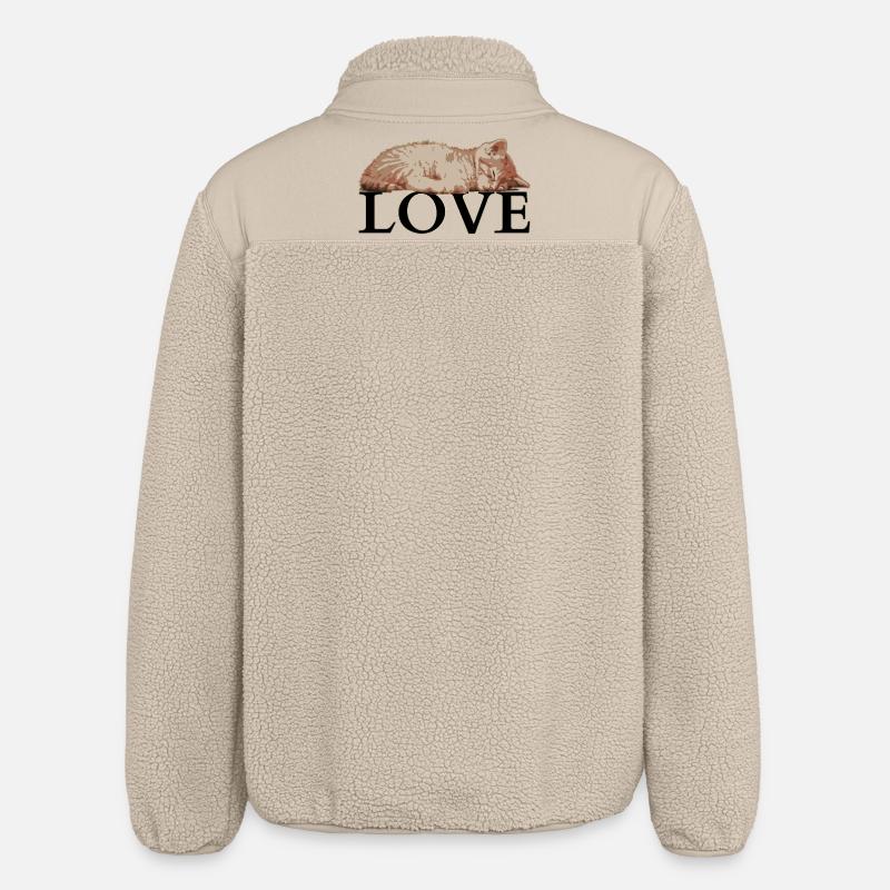 Sleeping Cat LOVE – Cozy Katzenliebe - Relaxed Fit Unisex Sherpa Jacket by Stanley/Stella - beige
