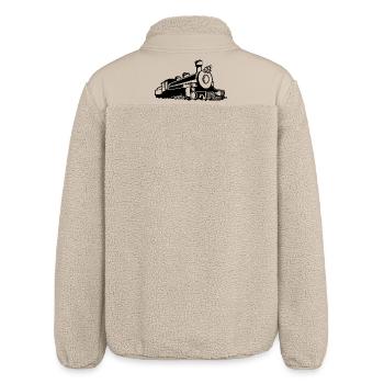 Retro Train Sketch - Relaxed Fit Unisex Sherpa Jacket by Stanley/Stella - beige - Back