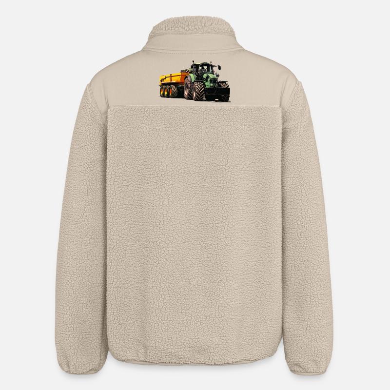 Traktor mit Anhänger Kipper - Relaxed Fit Unisex Sherpajacke von Stanley/Stella - Beige