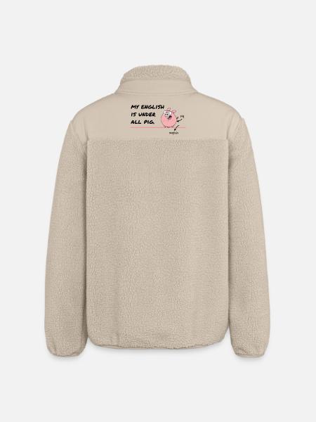 Mit engelsk er under alle gris – Dengelsk humor - Stanley/Stella unisex sherpajakke afslappet pasform - beige