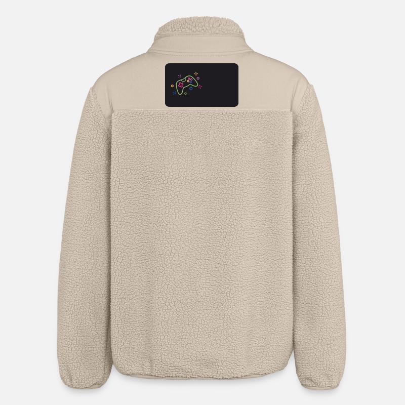Bunter Spielecontroller auf schwarzem Hintergrund - Relaxed Fit Unisex Sherpajacke von Stanley/Stella - Beige