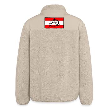 Anarchy icon on red background - Relaxed Fit Unisex Sherpa Jacket by Stanley/Stella - beige - Back