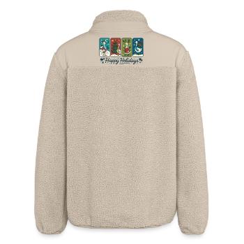 Goose Christmas Funny Santa Happy Holidays - Relaxed Fit Unisex Sherpa Jacket by Stanley/Stella - beige - Back