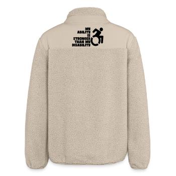 My ability is stronger than my disability # - Relaxed Fit Unisex Sherpa Jacket by Stanley/Stella - beige - Back