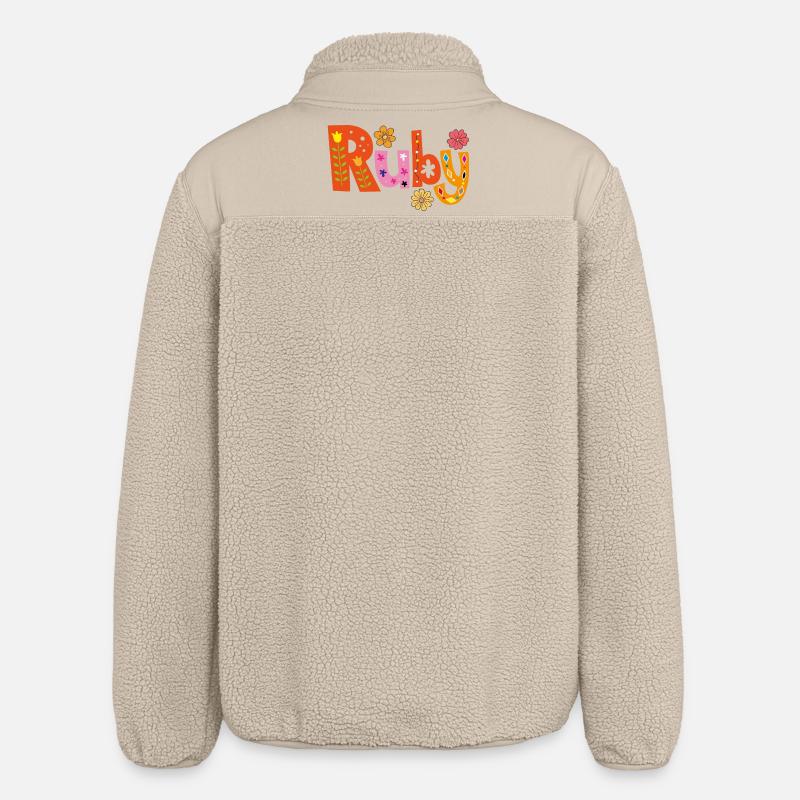 Personalisierter Ruby-Name - Relaxed Fit Unisex Sherpajacke von Stanley/Stella - Beige