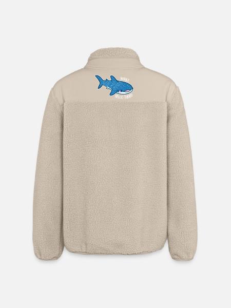 Funny whale shark with pun - Relaxed Fit Unisex Sherpa Jacket by Stanley/Stella - beige